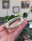 Baikalla Natural Light Yellow-Green & Sajin (Golden Dust) Jadeite Jade "Half Round" Bangle Bracelet (57.4mm) 