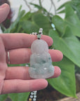 Genuine Burmese Blue Jadeite Jade Guanyin Necklace