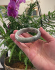 Baikalla Light Green & Wuji(乌鸡) "black chicken" Jadeite Jade "Half Round" Bangle Bracelet (60mm) 
