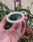 Baikalla White W/ Faint Green Patch "Traditional Round" Jadeite Jade Bangle Bracelet (51.5mm) 