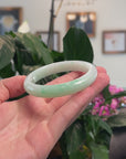 High-End Natural Light Apple-Green Jadeite Jade "Half Round" Bangle Bracelet (58.7mm) 