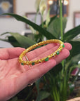 Baikalla 18ky Gold & Natural Imperial Green Jadeite Jade Bangle W/ Colorful Gems