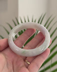 Baikalla Natural Light Green & Faint Lavender Jadeite Jade "Half Round" Bangle Bracelet (58.9mm) 