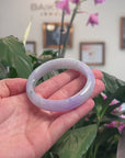 Baikalla Natural Icy Vixen Lavender & Light Green Jadeite Jade "Half Round" Bangle Bracelet (57.4mm) 