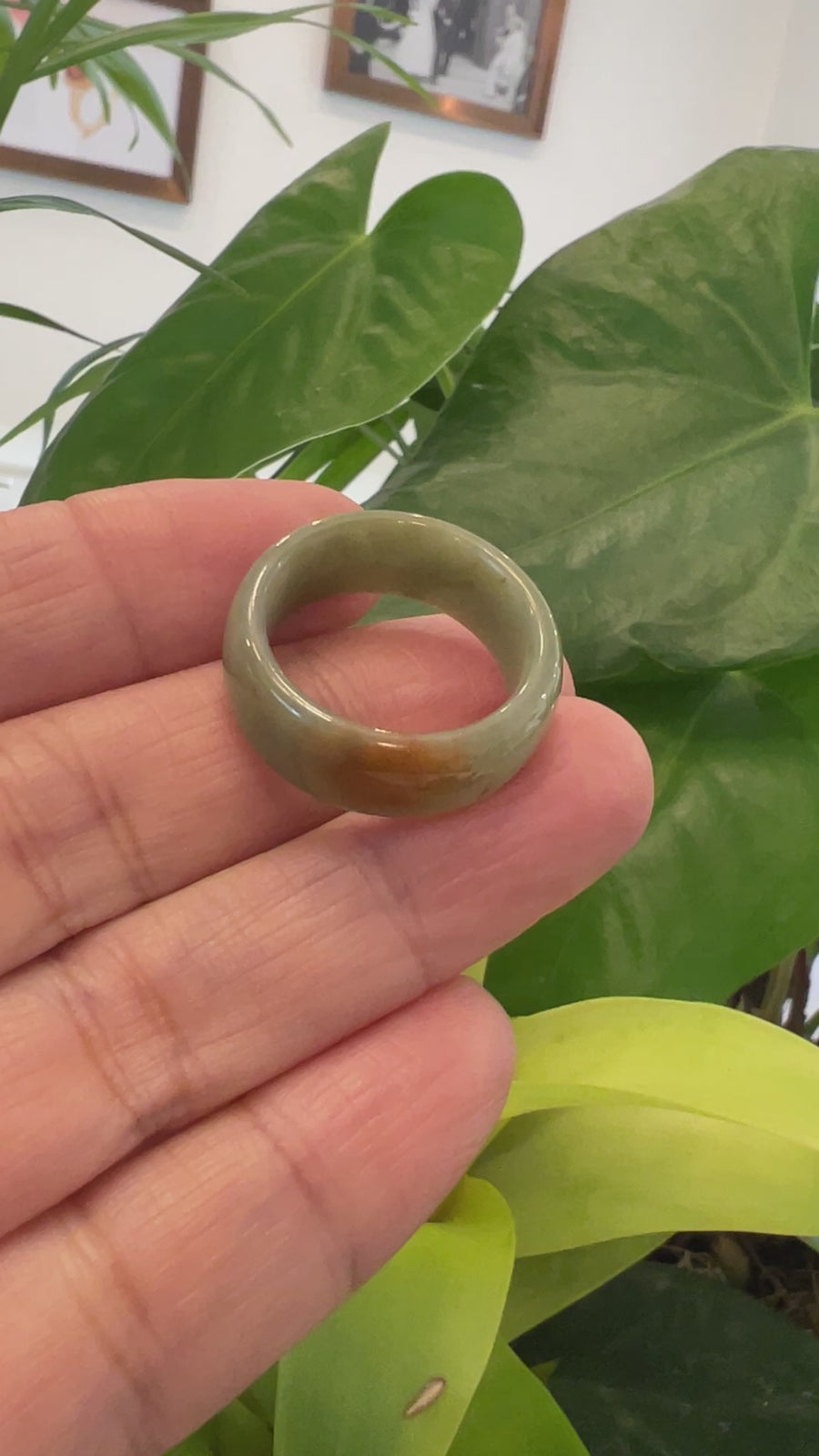 Genuine Burmese Yellow Jadeite Jade Men's Band Ring