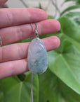 Genuine Ice Jadeite Jade RuYi Pendant Necklace With 18K Gold Bail