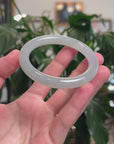 High-End Natural Icy Light Green Jadeite Jade "Traditional Round" Bangle Bracelet (55.1mm) 