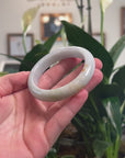 Baikalla Natural Light Blue-Green W/ Sajin (Golden Dust) Jadeite Jade "Half Round" Bangle Bracelet (55.6mm) 