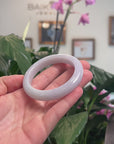 Baikalla Natural Light Green & Light Lavender Jadeite Jade "Half Round" Bangle Bracelet (54.5mm) 