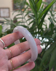 "Princess Half Round" Pink-Lavender Natural Jadeite Jade Bangle (59.8mm) 