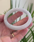 Light Lavender & Green Natural Burmese Jadeite Jade Bangle – Half Round (58.1mm) TT921