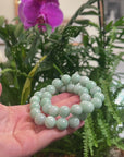 Baikalla Light Apple-Green Genuine Jadeite Jade Large Round Bead Bracelet (12.5mm)