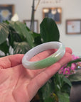 Baikalla Natural Multi-Color "Fu Lu Shou" Jadeite Jade "Half Round" Bangle Bracelet (53.7mm) 