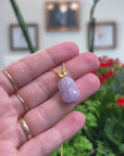 Baikalla Natural Icy Light Lavender Jadeite Jade "PiXiu" Pendant W/ 18ky Gold Bail