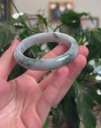 Baikalla Natural Blue-Green Flower Jadeite Jade "Half Round" Bangle Bracelet (57.5mm) 
