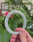 Natural Burmese Light Icy Green Jadeite Jade Traditional Bangle Bracelet (56.4 mm) 