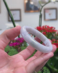 Baikalla Natural Light Lavender & Green Jadeite Jade "Half Round" Bangle Bracelet (53.1mm) 