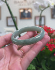Baikalla Natural Oil-Green Jadeite Jade "Half Round" Bangle Bracelet (55.9mm) 