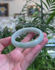Baikalla Light Green Jadeite Jade "Half Round" Bangle Bracelet (59mm) 