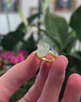 Baikalla Natural Icy Light Green Jadeite Jade "PiXiu" 18ky Gold Ring W/ Natural Diamonds 