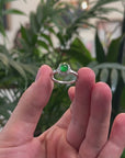 Baikalla 18K White Gold Green Imperial Jade Ring W/ Diamonds 