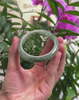 Baikalla Oil-Green Jadeite Jade "Half Round" Bangle Bracelet (56.5mm) 