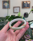 Baikalla Natural Light Yellow-Green & Sajin (Golden Dust) Jadeite Jade "Half Round" Bangle Bracelet (56.9mm) 