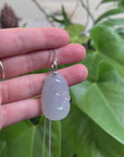 Genuine Ice Jadeite Jade RuYi Pendant Necklace With 18K Gold Bail