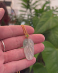 Genuine Ice Green Jadeite Jade Jin Zhi Yu Ye (Leaf) Necklace