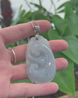 Genuine Lavender Jadeite Jade Ru Yi Pendant Necklace With Sterling Silver Bail