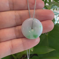 Baikalla "Good Luck Button" Necklace Green and Lavender Jadeite Jade Lucky Ping An Kou Necklace
