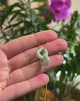 Baikalla "Double Heart KouKou" Light Apple-Green Jadeite Jade Pendant Necklace
