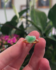 Baikalla Natural Vibrant Green Patch Jadeite Jade 18ky Gold Heart Ring 