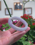 Baikalla Natural Icy Lavender Jadeite Jade "Oval" Bangle Bracelet (54.5mm) 