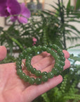 Baikalla Deep Green Nephrite Jade Round Bead Bracelet (8mm)