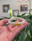 Baikalla Natural Yellow Patch Jadeite Jade "Half Round" Bangle Bracelet (55.7mm) 