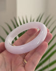 High-End Natural Light Icy Pink-Lavender Jadeite Jade "Square Cut" Bangle Bracelet (62.8mm) 