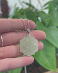 Baikalla "Lucky Lotus" White Nephrite Jade Pendant Necklace