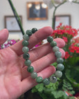 Baikalla Natural Forest-Green Jadeite Jade Round Bead Bracelet (10mm)