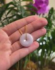 Baikalla "Ping An Kou" (Good Luck Button) Light Lavender Jadeite Jade Pendant Necklace