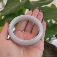 Genuine Burmese Jadeite Jade White-Lavender Bangle Bracelet (56.08 mm) #T129