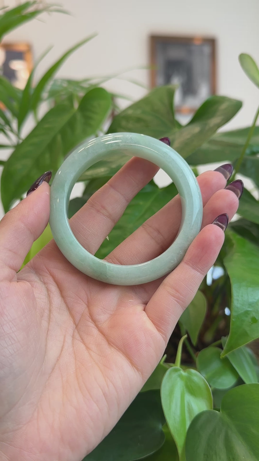 Baikalla Classic Light Green Burmese Jadeite Jade Bangle (54.67 mm) T182