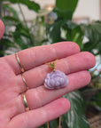 Baikalla 18K Yellow Gold "Lotus Flower" Natural Lavender Jadeite Jade Pendant W/ Natural Diamond