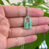 Baikalla Ice Blue-Green Jadeite Jade Lock Necklace Pendant