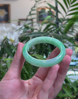 Baikalla Vibrant Apple-Green Jadeite Jade Oval Bangle (51.7mm) 