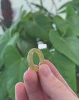 Baikalla Yellow-Green Burmese Jadeite Jade Traditional Ring 