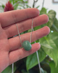 Baikalla™ "Good Luck Button" Necklace Real Vibrant Green Jade Lucky KouKou Pendant Necklace
