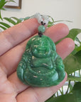 Baikalla "Goddess of Compassion" Genuine Burmese Jadeite Jade Happy Buddha Pendant