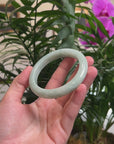 Baikalla Light Apple-Green Jadeite Jade "Half Round" Bangle Bracelet (60.3mm) 