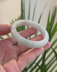 Light Green Natural Burmese Jadeite Jade Bangle – Half Round (55mm) TT909